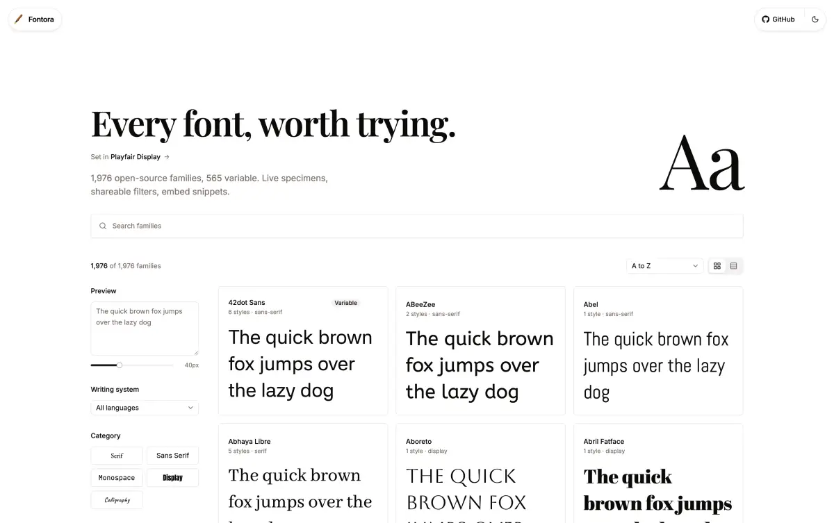 Fontora - Curated Catalog of Open-Source Typefaces