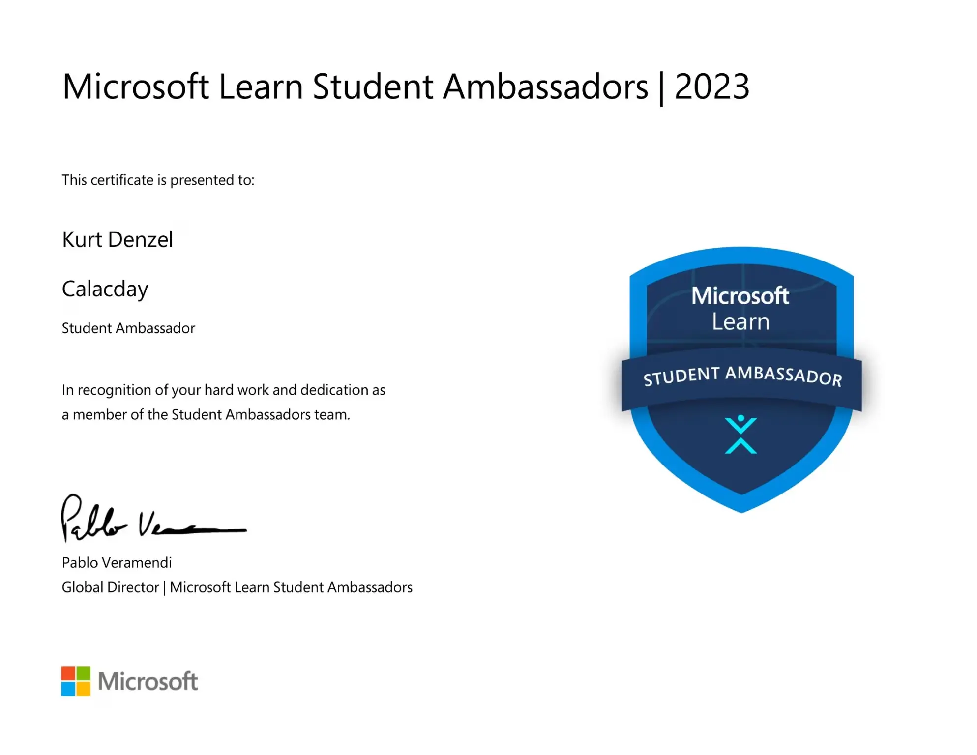 MLSA Certificate